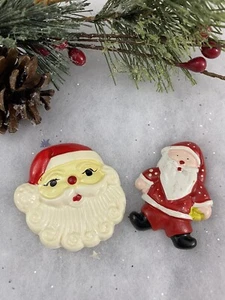 Vintage Hartplastik Kühlschrank Magnete Santa Gesicht & Weihnachtsmann - Bild 1 von 3