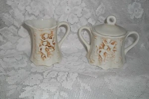 VINTAGE LEFTON MINIATURE CREAM & SUGAR SET WITH CHERUBS #215 - Picture 1 of 3