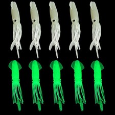10 x 110MM LUMO SOFT PLASTIC SQUID GAME LURE TEASER GLOW IN THE DARK LUMINOUS