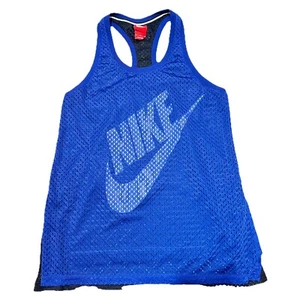 Nike Gym Shirt Women Sz M Layered Mesh Tank Top Wicking Lightweight Cool Retro - Picture 1 of 7