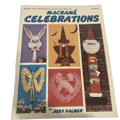 Vintage 1978 Macrame Celebrations Pattern Booklet Judy Palmer Holiday Projects - Image 1 of 4