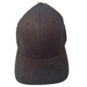 Black Baseball Golf Hat Cap FlexFit Solid Black L XL Breathable - Picture 1 of 7