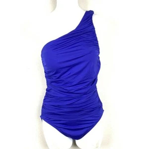 La Blanca One Shoulder Gather Ruched One Piece Swimsuit Size 6 Blue LB4KV14 - Picture 1 of 4