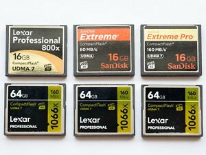 Lexar, SanDisk CompactFlash Memory Cards Used, Variety Pack of 6