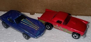 2x 70er Jahre blau lila Corvette rot Thunderbird Hot Wheels Diecast Spielzeugauto gebraucht - Bild 1 von 8