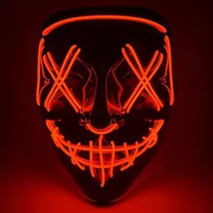 Halloween The Purge Mask Cosplay Red LED Wire Light Up Festival Parties Costume - Picture 1 of 4