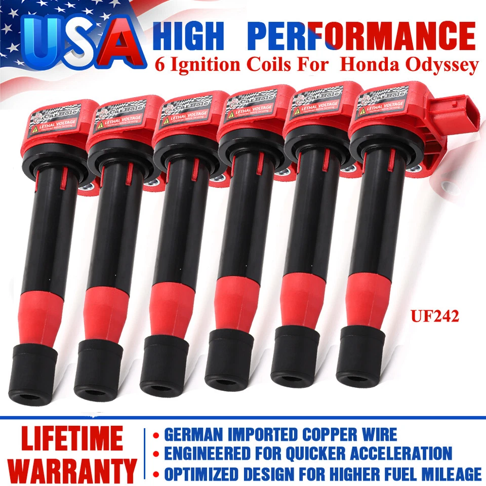 6 Ignition Coil For 1999-2010 Honda Odyssey Accord Acura CL RL 3.5/3.0/3.2/UF242 - Image 1 of 4