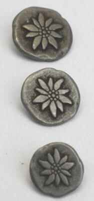 Dill Button of America Edelweiss Shank Button Full Metal Antique Tin 30,25,20mm - Image 1 of 4