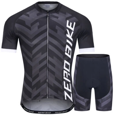 ZEROBIKE Herren Radfahren Radtrikot Set Fahrradtrikot Kurzarm Radhose mit Sitzpolster M03