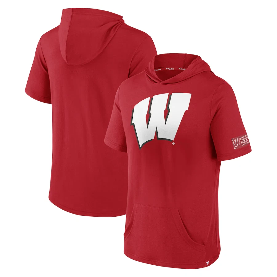 Sudadera con capucha roja manga corta Fanatics Wisconsin Badgers para hombre talla L Foto 1 de 1