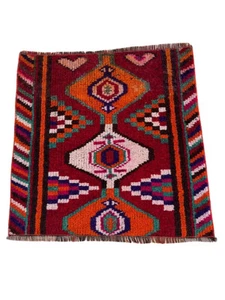 Door Mat Turkish Handmade Carpet, Vintage Turkish Small Carpet 29.1 x 29.1 in - Picture 1 of 9