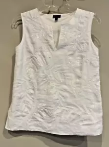 TALBOT'S WOMEN'S SIZE 6P SLEEVELESS LINEN SEQUINED TOP~WORN ONCE & PRISTINE! - Picture 1 of 21