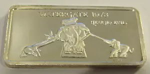 1973 Watergate 1 Troy Oz. .999 Silver Bar - E.J. Aleo & Co. Vintage - Picture 1 of 2