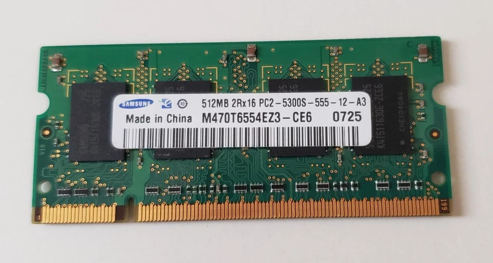 Samsung M470T6554EZ3-CE6 512MB PC2-5300S-55-12-A3 Memory Module - Image 1 of 1