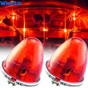 Pack of 2 Red Lens Watermelon 1 Wire 1156 Marker Turn Signal Light Kit - Red LED - Foto 1 di 12