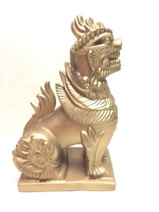 Vintage 1965 Arnels Ceramic Chinese Foo Dog Guardian Lion  Gold #1 - Picture 1 of 12