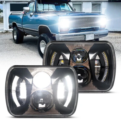 Newest Pair 5x7" 7x6" LED Sealed Headlights for Dodge W100 D100 1986-1989 Pickup - Image 1 of 4
