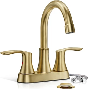 4 Inch 2 or 3 Hole Bathroom Sink Faucet Centerset Brushed Gold 2 Handle RV 360°S - Picture 1 of 9