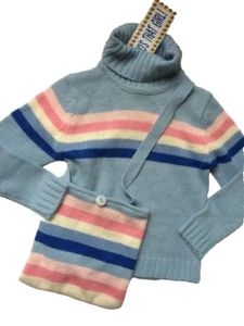 Who's That Girl Kids 2 Piece Blue Knit Sweater and Cross Body Purse Size 5-6 New - Picture 1 of 7