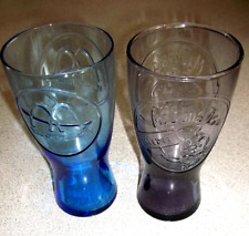 VINTAGE McDONALD'S BEVERAGE GLASSES SET OF 2-16 oz 1-BLUE AND 1 PURPLE GLASS
