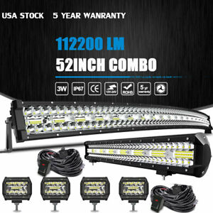 52Inch 1122W LED Light Bar Combo + 20" +4" CUBE PODS OFFROAD SUV For Ford 52/20"