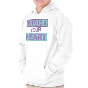 Valentine's Day Warning Guard Your Heart Youth Hooded Sweatshirt Boy or Girl - Picture 1 of 7