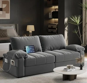 79" Sofa Couch Modern Velvet Couch with Removable Covers & USB Ports Oversized - Picture 1 of 6