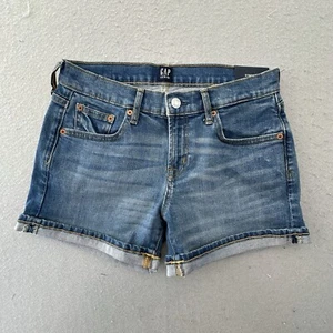 Gap Shorts Womens 26 Blue Jean Denim Stretch Mid Rise Medium Wash 3" Short - Picture 1 of 9