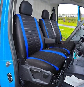 Van Seat Covers 2+1 Blue For Vivaro Movano Opel Transit Dispatch Master UK STOCK - Picture 1 of 8