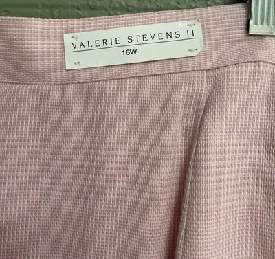 Valerie Stevens Womens Size 16 W PINK WHITE PLAID Pencil Mid Length Career Skirt - Image 1 of 4