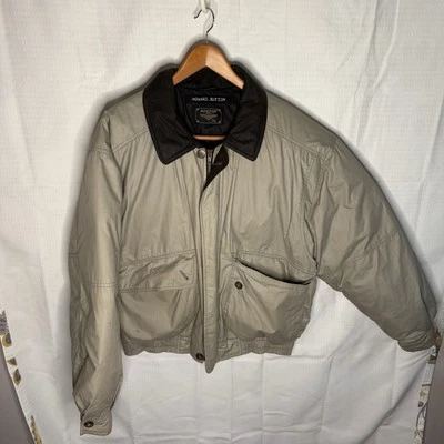 Vintage Aviator by Zero King Bomber Jacket size  XL Green Leather Trim Full Zip - Image 1 of 4