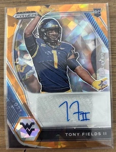 Tony Fields II - 2021 Panini Draft Picks Autograph Gold Ice (RC) WVU H346 - Bild 1 von 2
