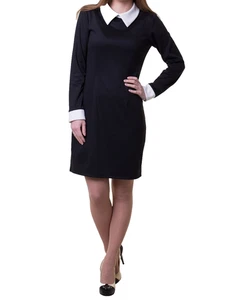 NWT RALPH LAUREN Classic Black Sheath with White Collar/Cuff size S - Picture 1 of 4