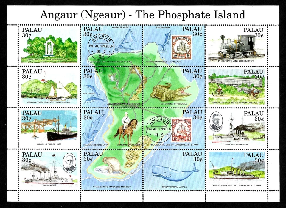 PALAU, SCOTT # 263, MNH MINI HOJA - ANGAUR NGEAUR, LA ISLA DEL FOSFATO 1991 Foto 1 de 1