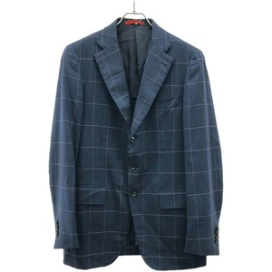 ISAIA Isaiah Plaid Wool Tailored Jacket Navy 48 Used MESC-0 - Picture 1 of 9