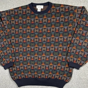VTG Tricots St Raphael Sweater Mens Large Wool Abstract Geometric Knit Uruguay - Picture 1 of 10