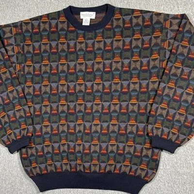 VTG Tricots St Raphael Sweater Mens Large Wool Abstract Geometric Knit Uruguay - Image 1 of 4