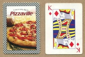 PIZZAVILLE PIZZA. #B It was a rainy.. King of Diamonds Vintage SWAP PLAYING CARD - Picture 1 of 3