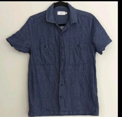 Onia Small Mens Shirt Chambray Denim Linen Blend - Image 1 of 4