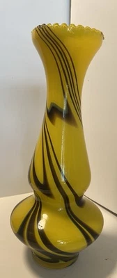 marbled Yellow and Brown Murano glass vase. Made by Carlo Moretti - Image 1 of 4