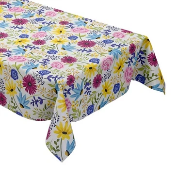 Wachstuch Tischdecke bunte Blumenwiese Rosen Sonnenblumen M19628 eckig rund oval - Bild 1 von 4