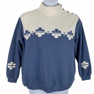 Felpa vintage taglia grande Katherine Bishop finto collo floreale neutro pullover - Foto 1 di 6