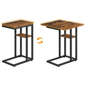 HOOBRO Foldable End Table C Shaped Side Table with Storage Shelf Snack Table - Picture 1 of 14