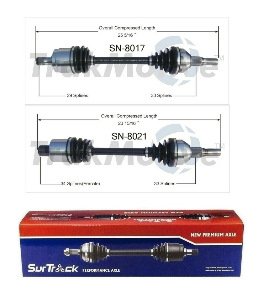 Комплект из пары передних осевых валов SurTrack для Saturn Vue FWD/AWD 04-07 3,5 л V6 - Изображение 1 из 1