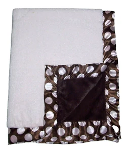 Bearington Baby Pink Brown Polka Dot Satin Trim Blanket Plush Security 29x35" - Picture 1 of 2