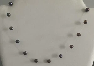 Sterling Silver 925 Peacock Pearl Illusion Cord Necklace PBD Signed - Picture 1 of 3