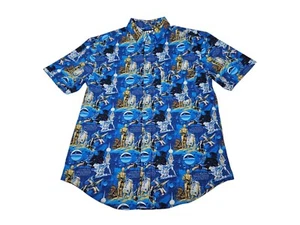 RSVLTS Star Wars New Hope Button Down Shirt R2D2 C-3PO Han Solo Blue Mens Medium - Picture 1 of 12
