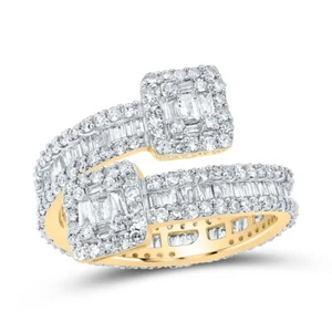 1.50 Cttw Baguette Diamond Cuff Eternity Bypass Womens Band Ring 10k Yellow Gold - Picture 1 of 2