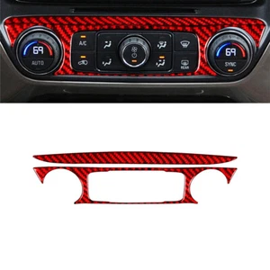 2Pcs For Chevrolet Silverado 1500 14-18 Red Carbon Fiber Console AC Switch Cover - Picture 1 of 9