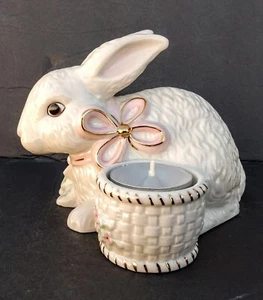 Lenox - Soporte Votivo Ocasiones Pascua Sentado Conejo Conejo - Acentos Oro 24K - Imagen 1 de 10
